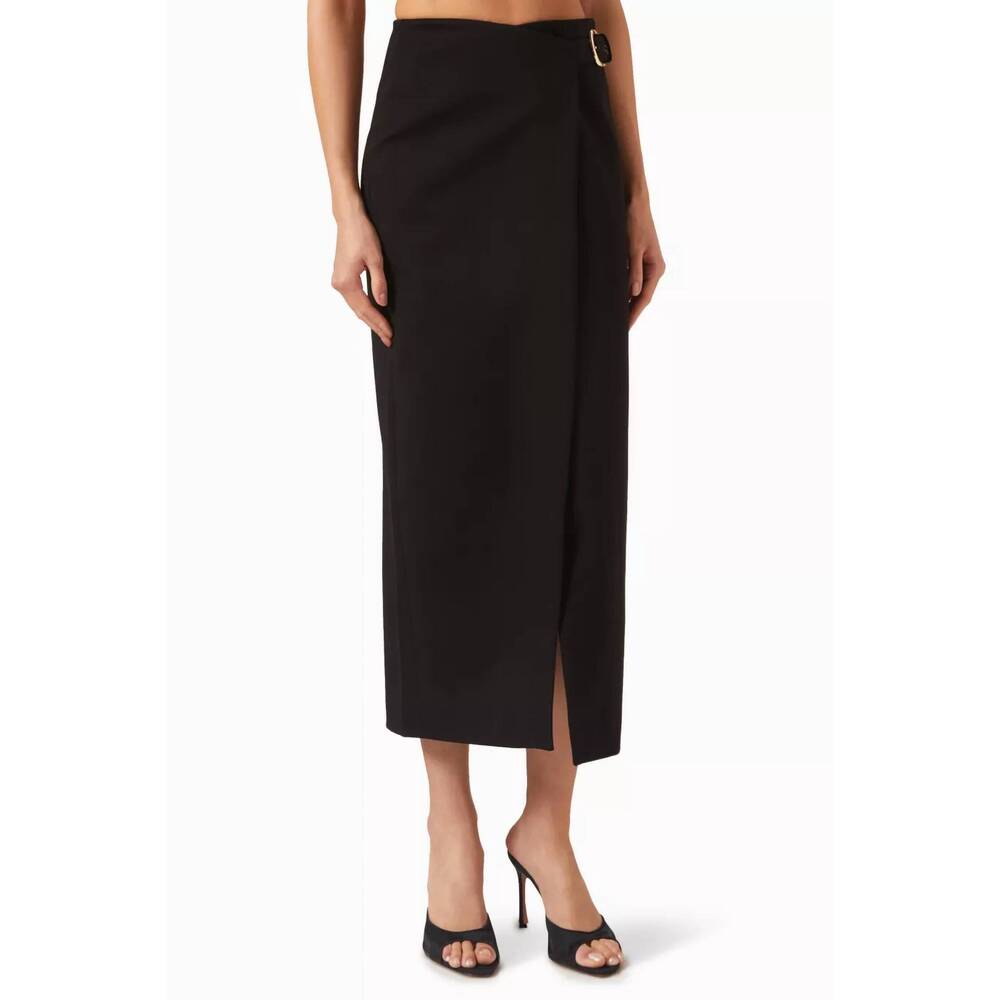 NEW TOCCIN casey belted wrap skirt in black